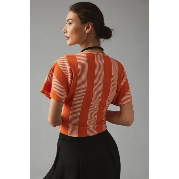 Anthropologie Bishop + Young Twist-Front Top In Orange - Picture 4 of 11